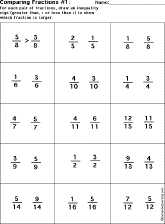 Search result: 'Comparing Fractions Worksheet Printout #1'