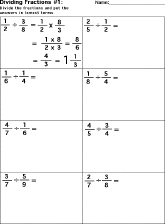 Search result: 'Dividing Fractions Worksheet Printout #1'