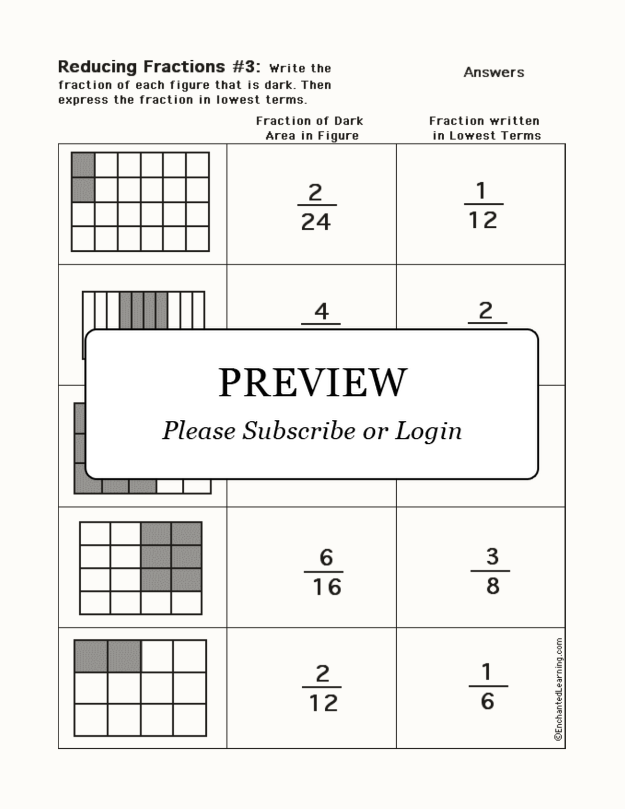 Writing Fractions and Reducing to Lowest Terms Worksheet #3 interactive worksheet page 2