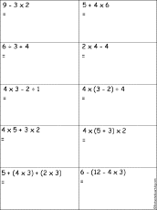 pemdas worksheet