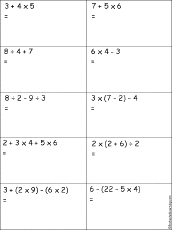 Order of Operations Worksheet #2 Printout ...