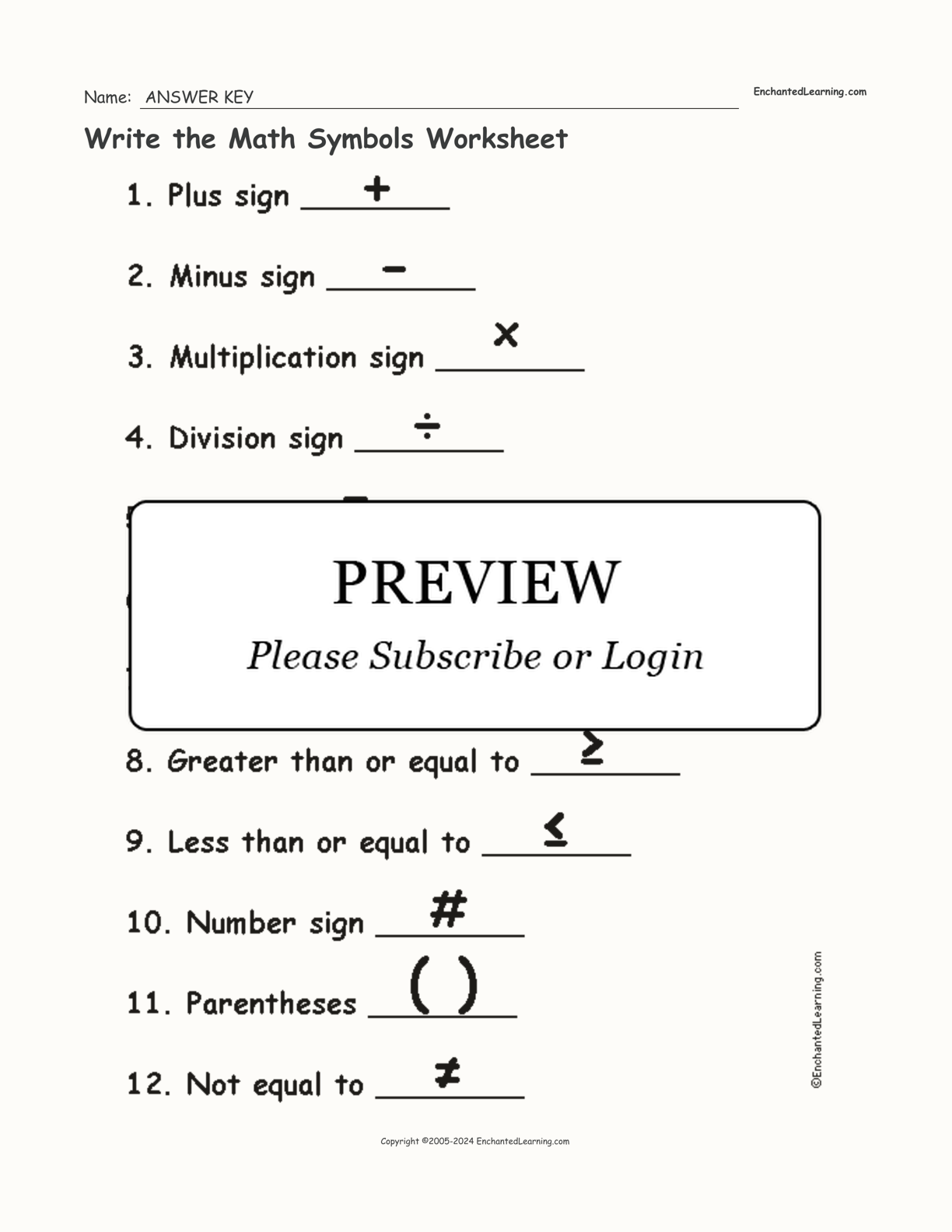 write-the-math-symbols-worksheet-enchanted-learning