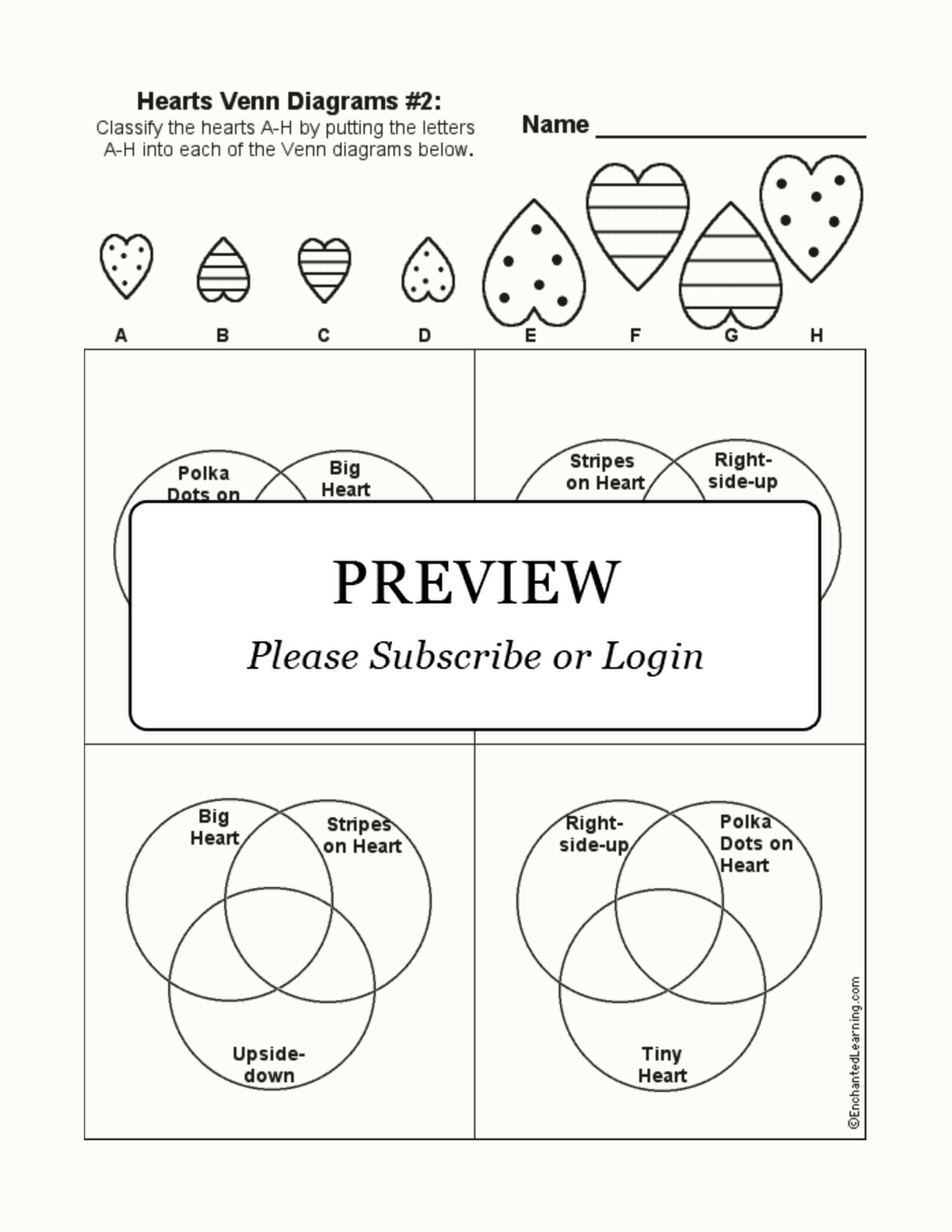 Hearts Venn Diagram #2 interactive worksheet page 1