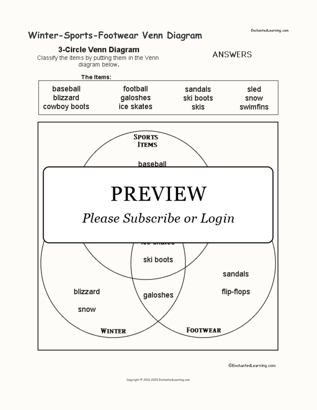 Winter-Sports-Footwear Venn Diagram interactive worksheet page 2