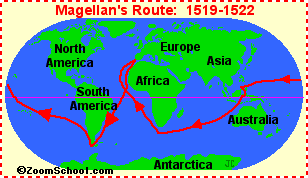 Map of Magellan's round the world voyage, 1519-1521