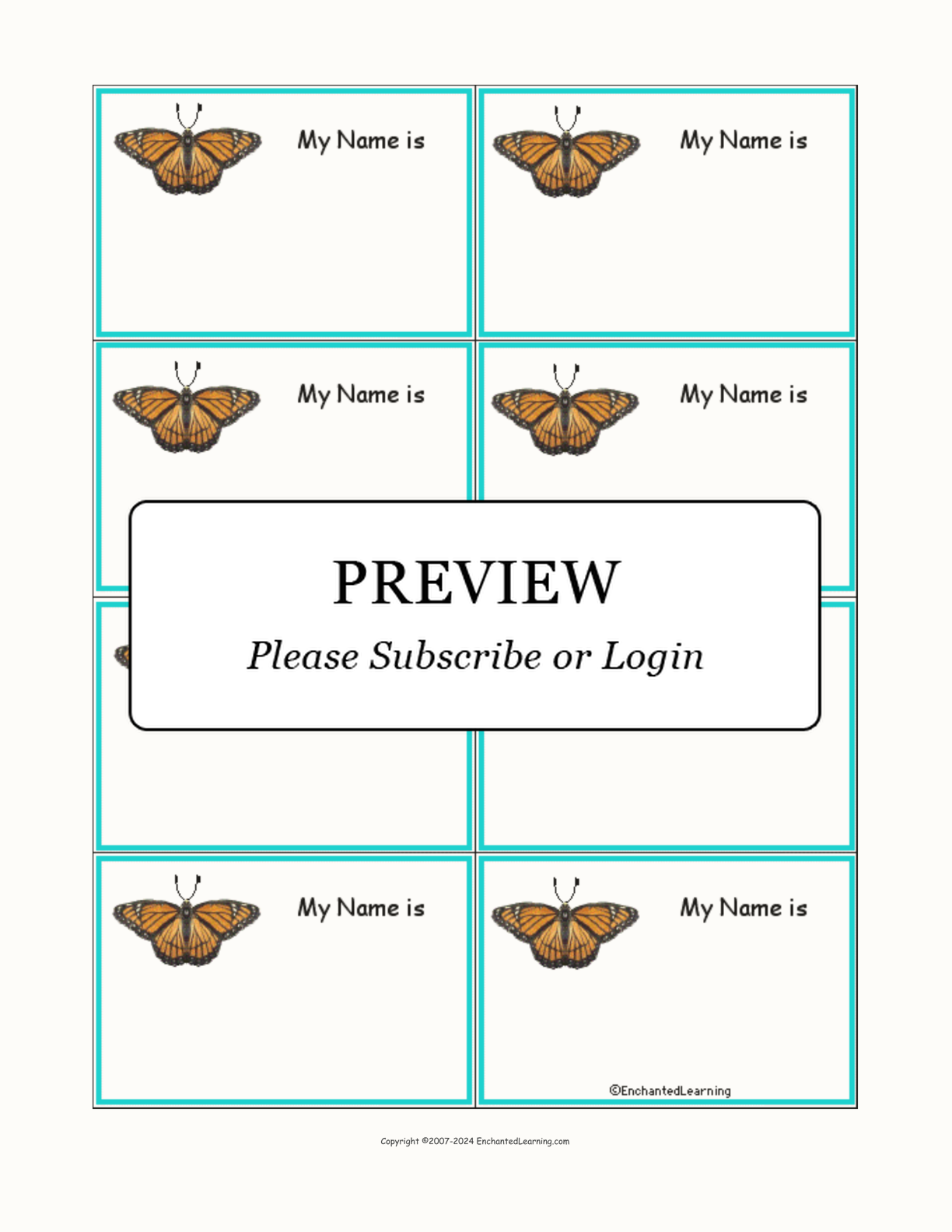 Monarch Butterfly Nametags (Color) - Enchanted Learning