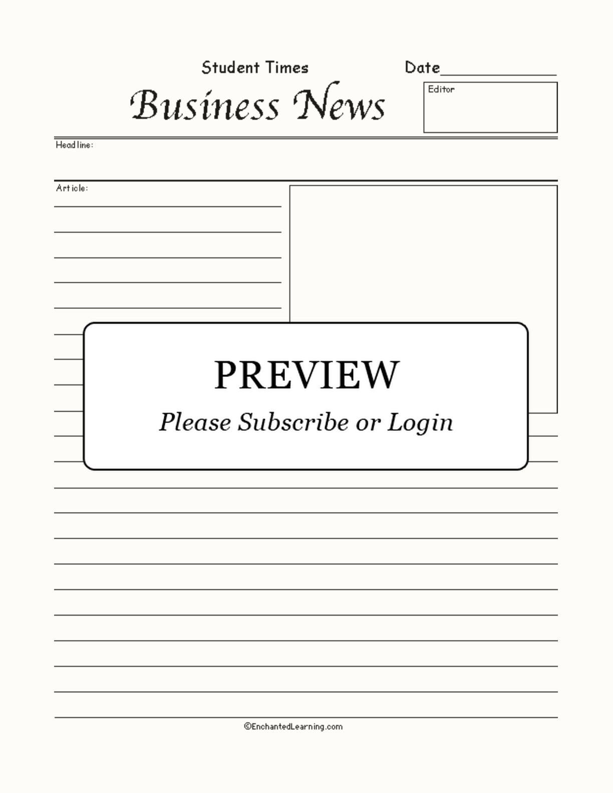 Business Newspaper Article interactive worksheet page 1