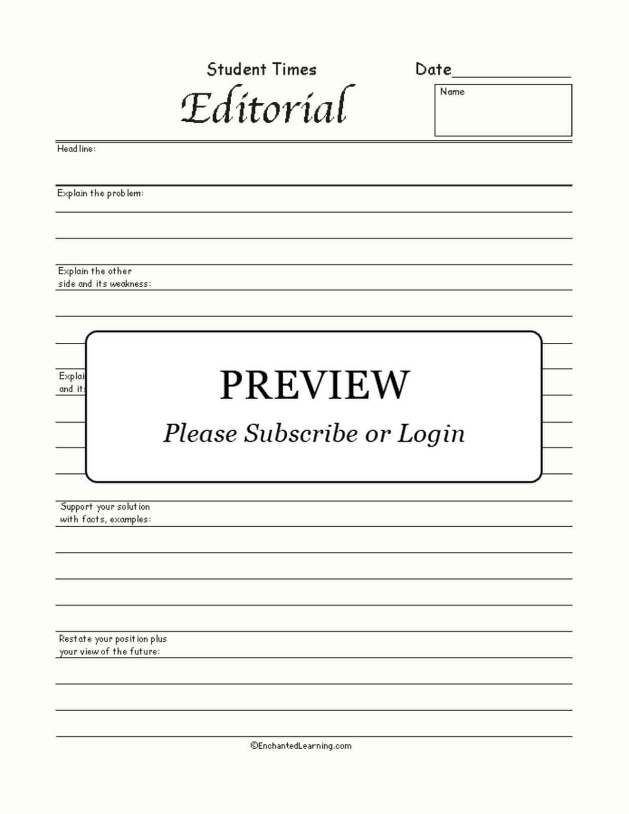 Newspaper Editorial #1 interactive worksheet page 1