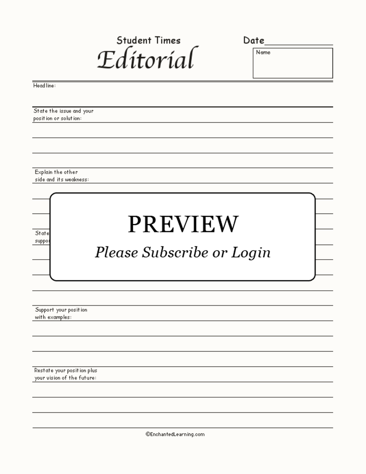 Newspaper Editorial #2 interactive worksheet page 1