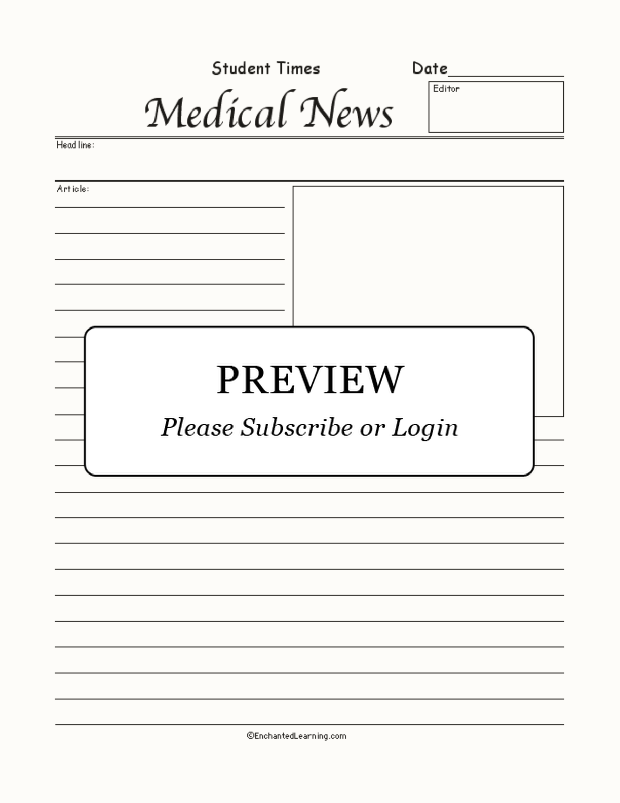 Medical Newspaper Article interactive worksheet page 1