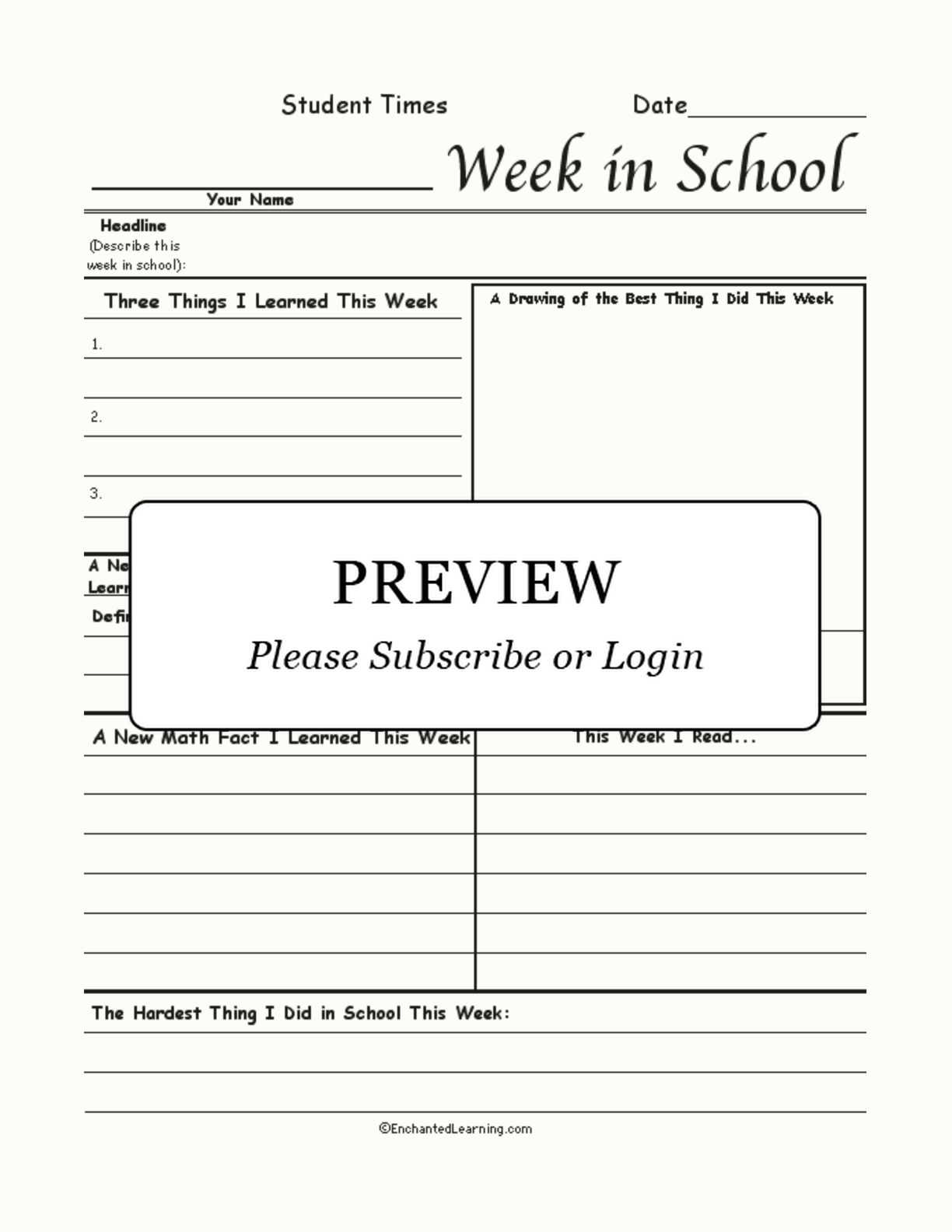 My Week in School #2 - Newspaper Article interactive worksheet page 1