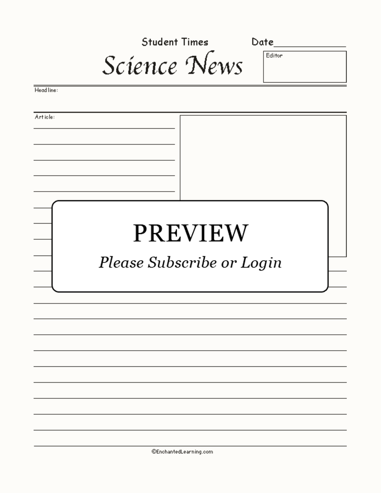 Science Newspaper Article interactive worksheet page 1