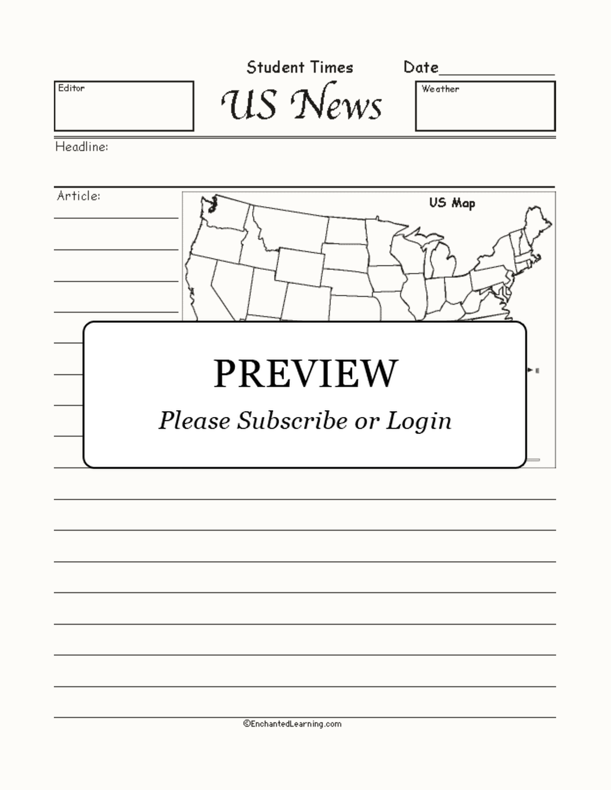 US Newspaper Article interactive worksheet page 1