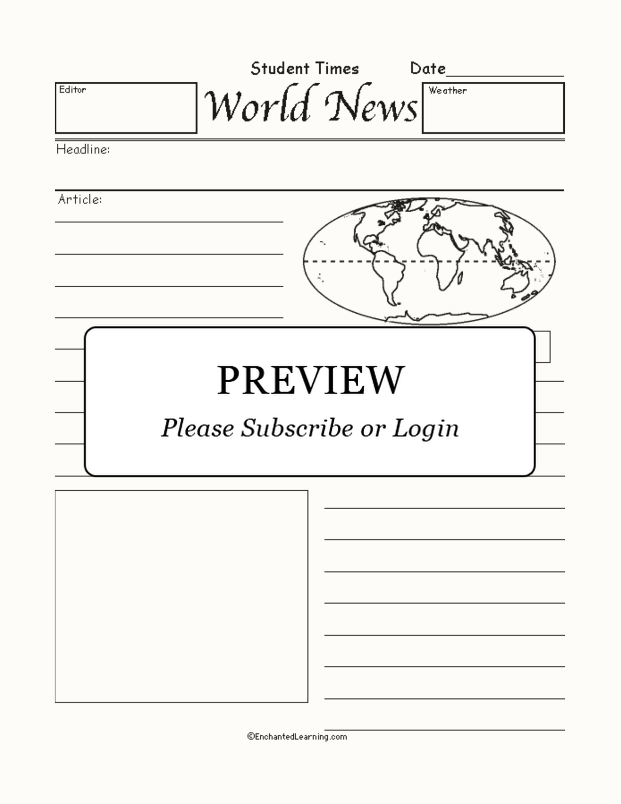 World Newspaper Article interactive worksheet page 1