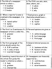 Search result: 'Newspaper - Multiple choice comprehension quiz'