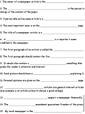 Search result: 'Newspaper - Comprehension quiz'