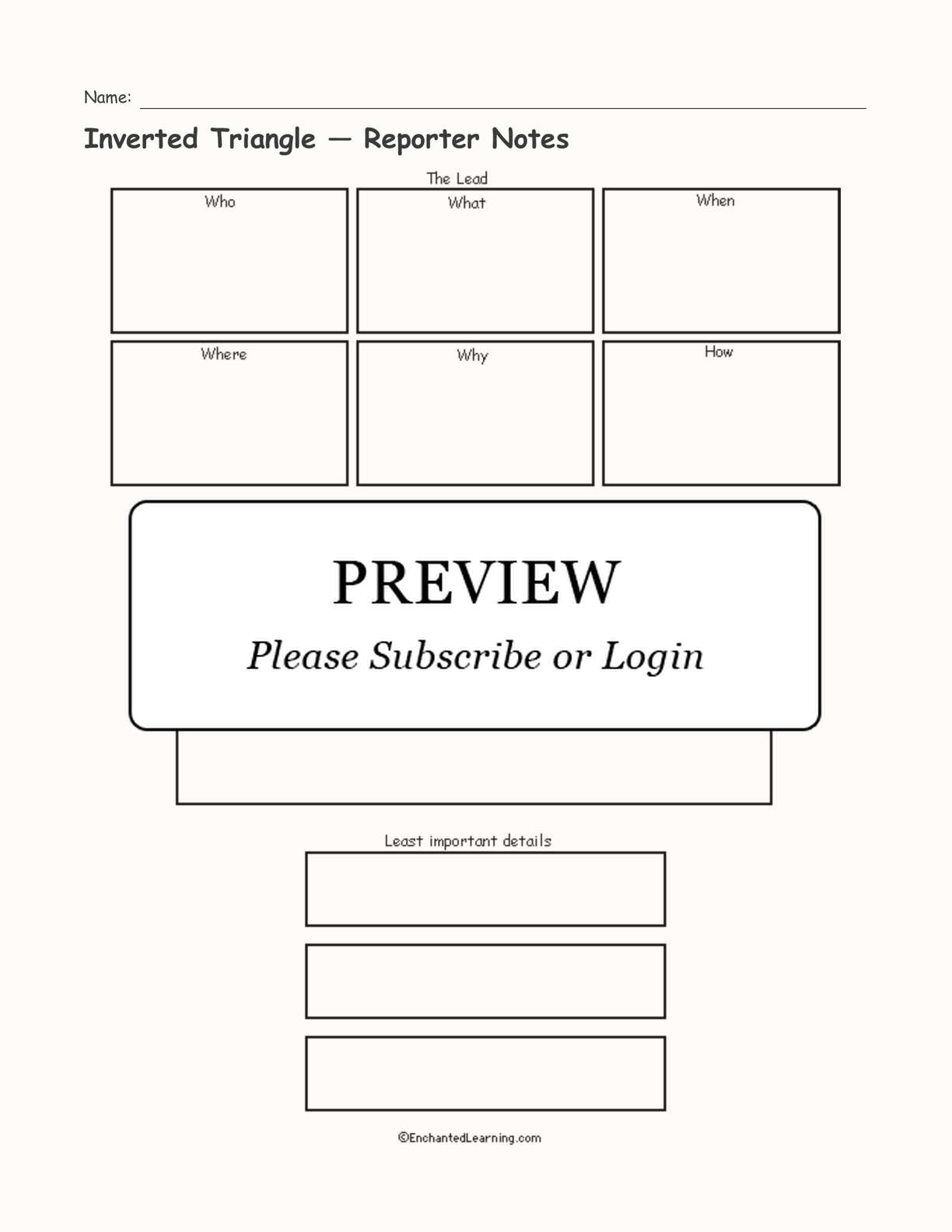 Inverted Triangle — Reporter Notes interactive worksheet page 1