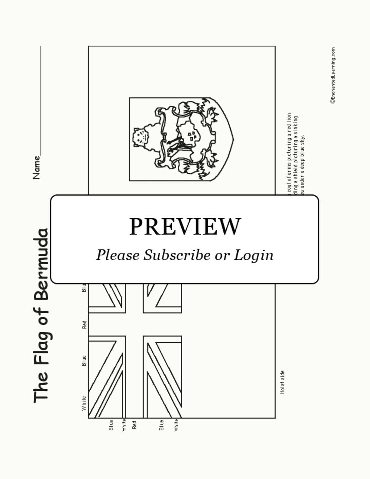 Flag of Bermuda interactive worksheet page 1