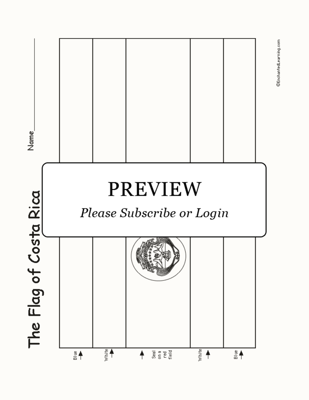 Flag of Costa Rica interactive worksheet page 1