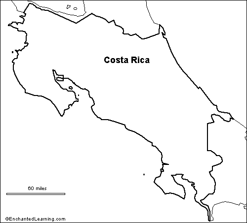 Outline Map Of Costa Rica Outline Map Costa Rica   EnchantedLearning.com