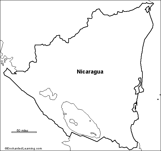 Outline Map Nicaragua - EnchantedLearning.com