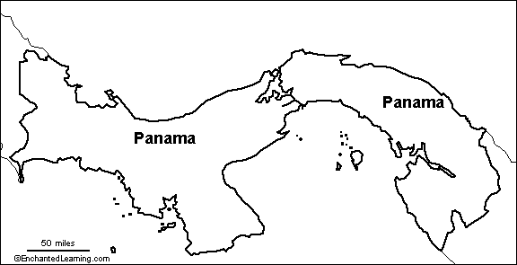 Outline Map Of Panama Outline Map Research Activity #2   Panama   EnchantedLearning.com