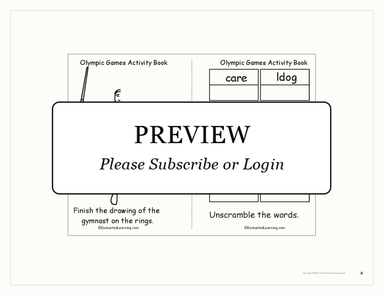 Olympic Games Activity Book interactive printout page 4