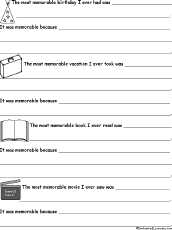 Search result: 'My Most Memorable... Opinion Quiz Worksheet'