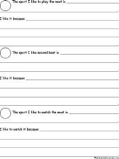 writing worksheets sports at enchantedlearning com