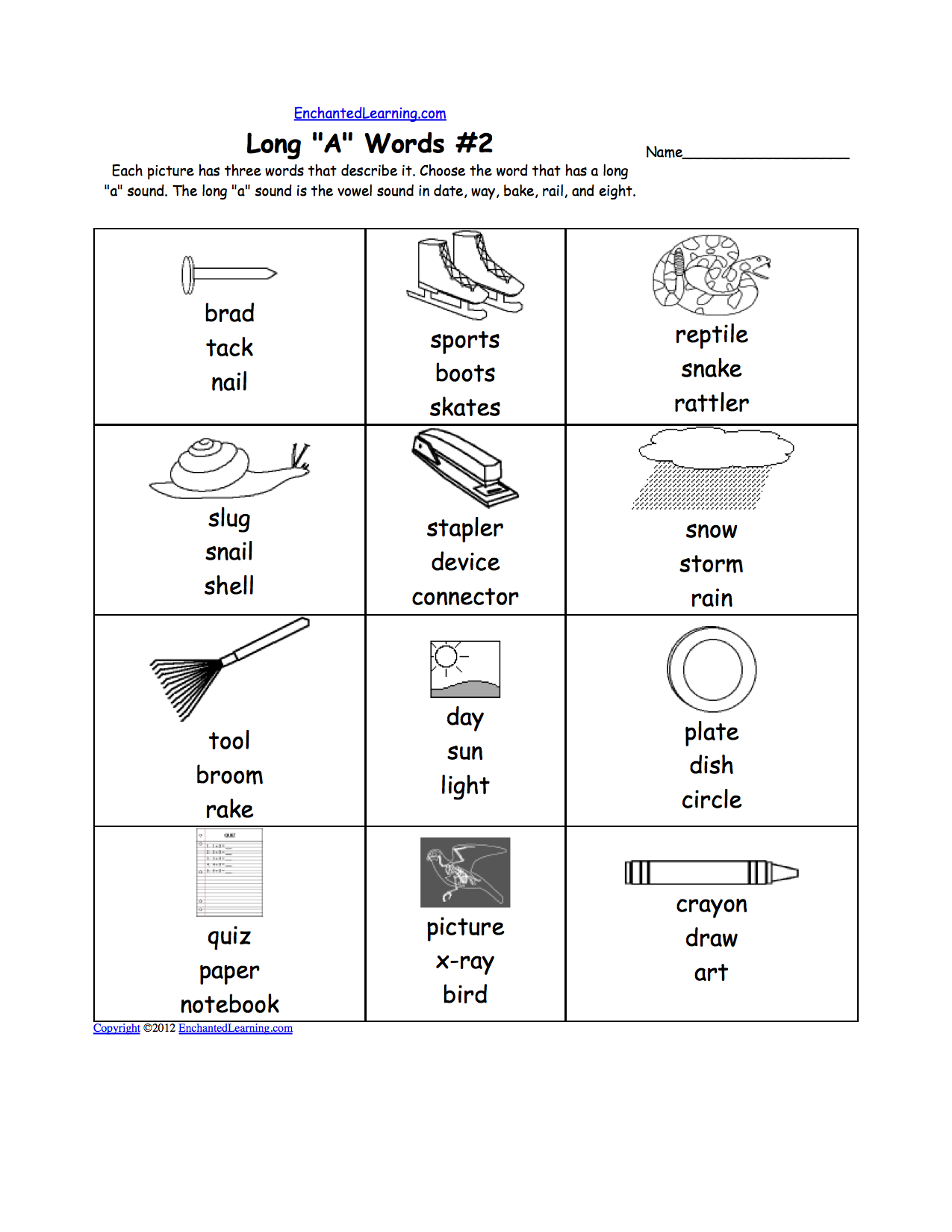 Phonics Worksheets: Multiple Choice Worksheets to Print With Regard To Long A Sound Words Worksheet