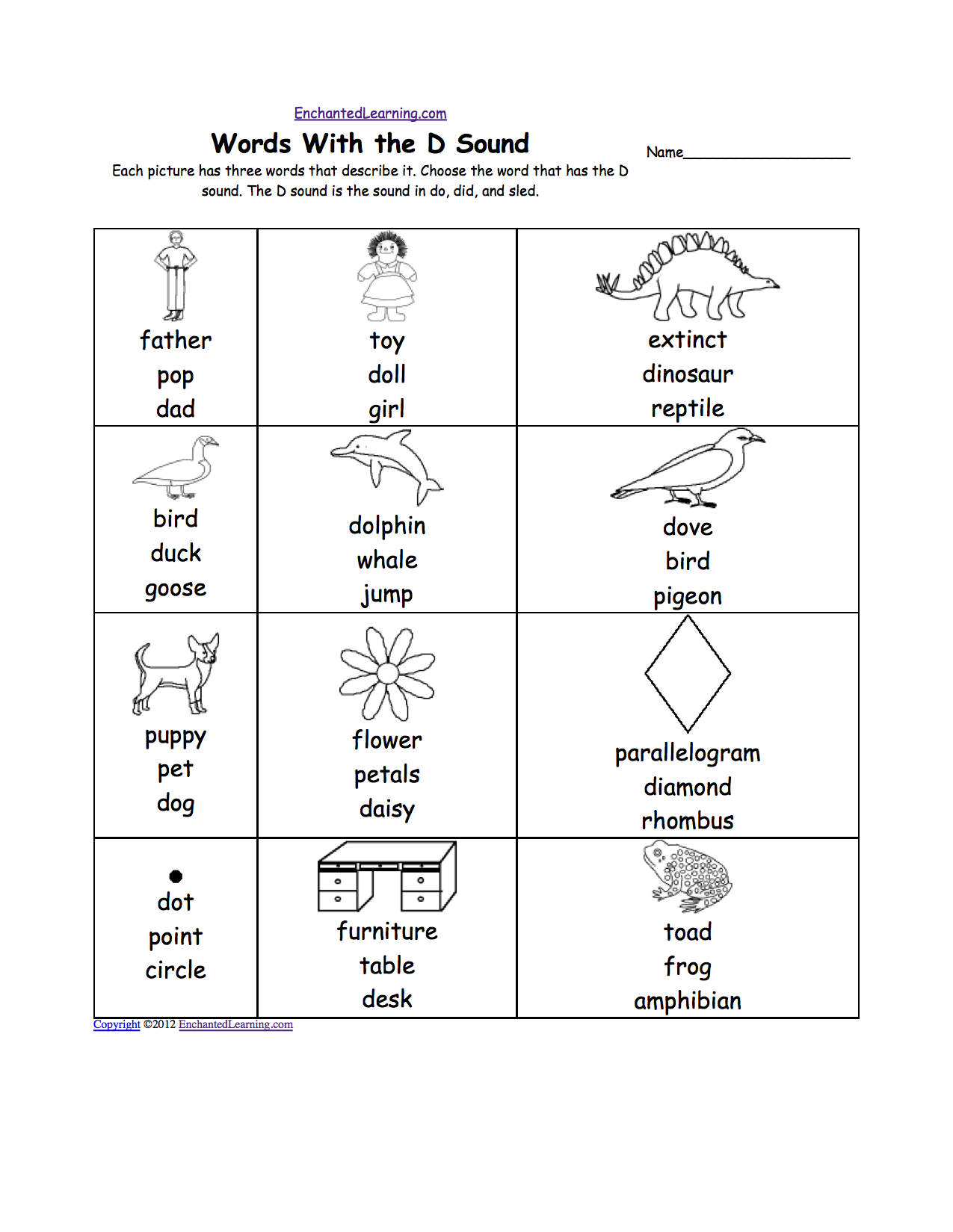 Letter D Alphabet Activities At EnchantedLearning