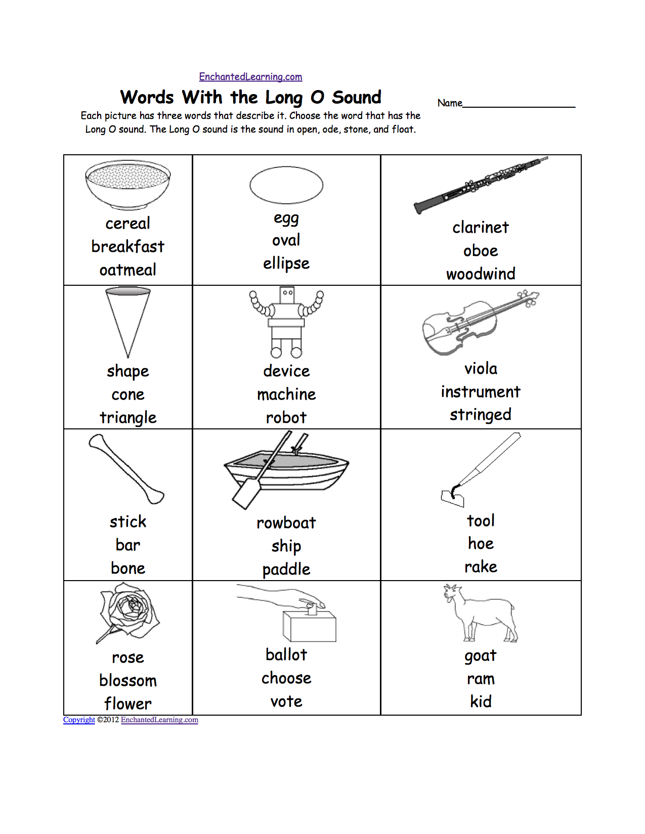 Long O Alphabet Activities At EnchantedLearning