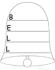 The shape of a bell outlined by the word poetry in different