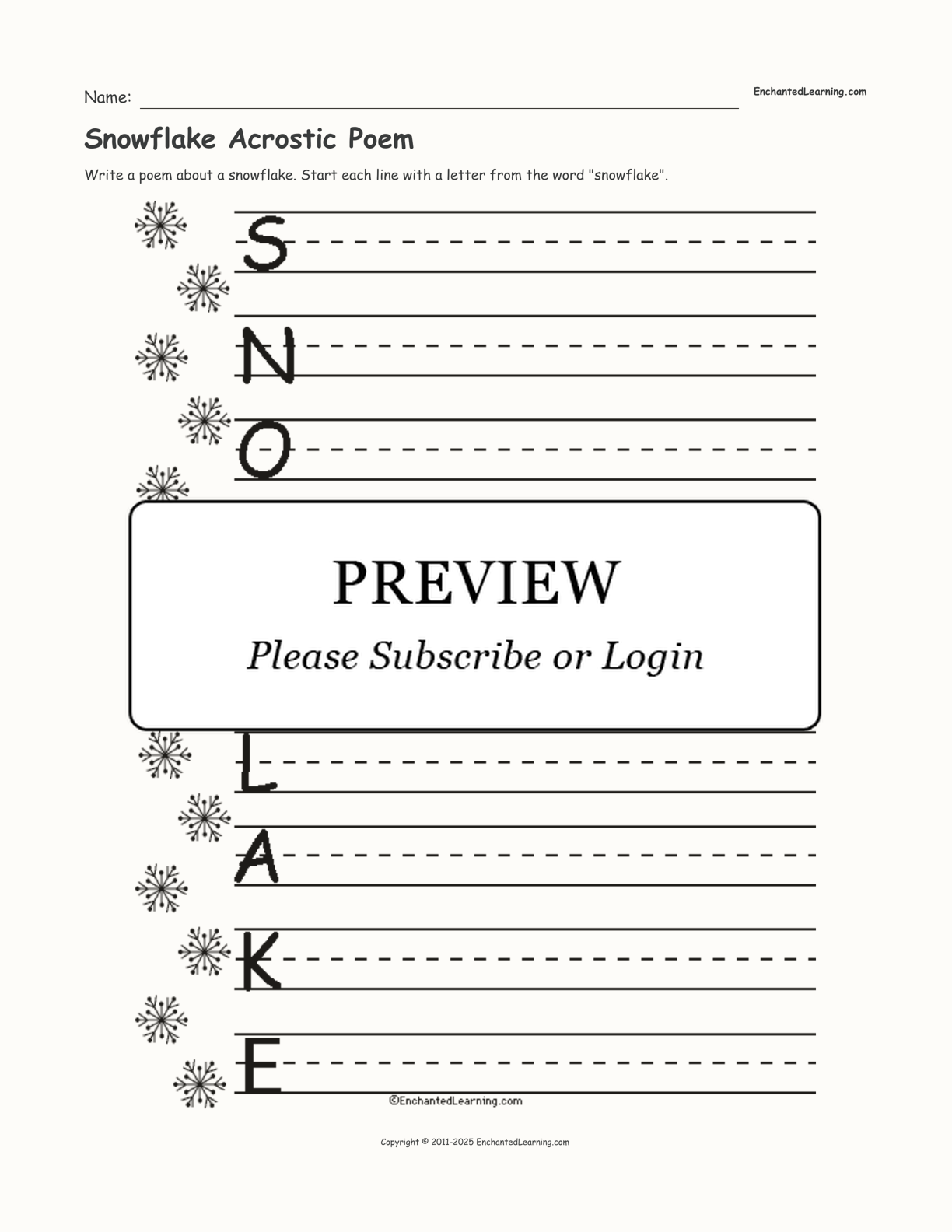 snowflake writing template