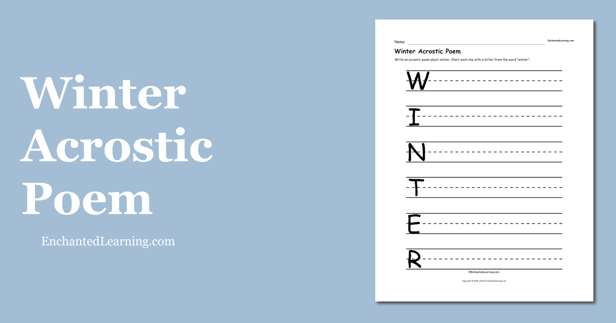 Winter Acrostic Poem - Enchanted Learning