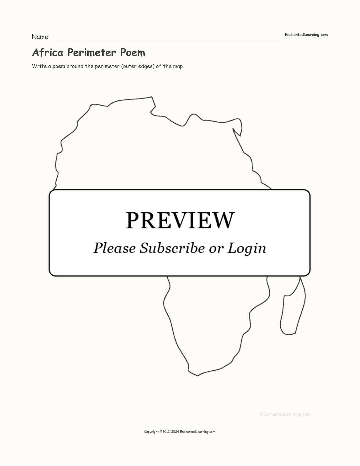 Africa Perimeter Poem interactive worksheet page 1