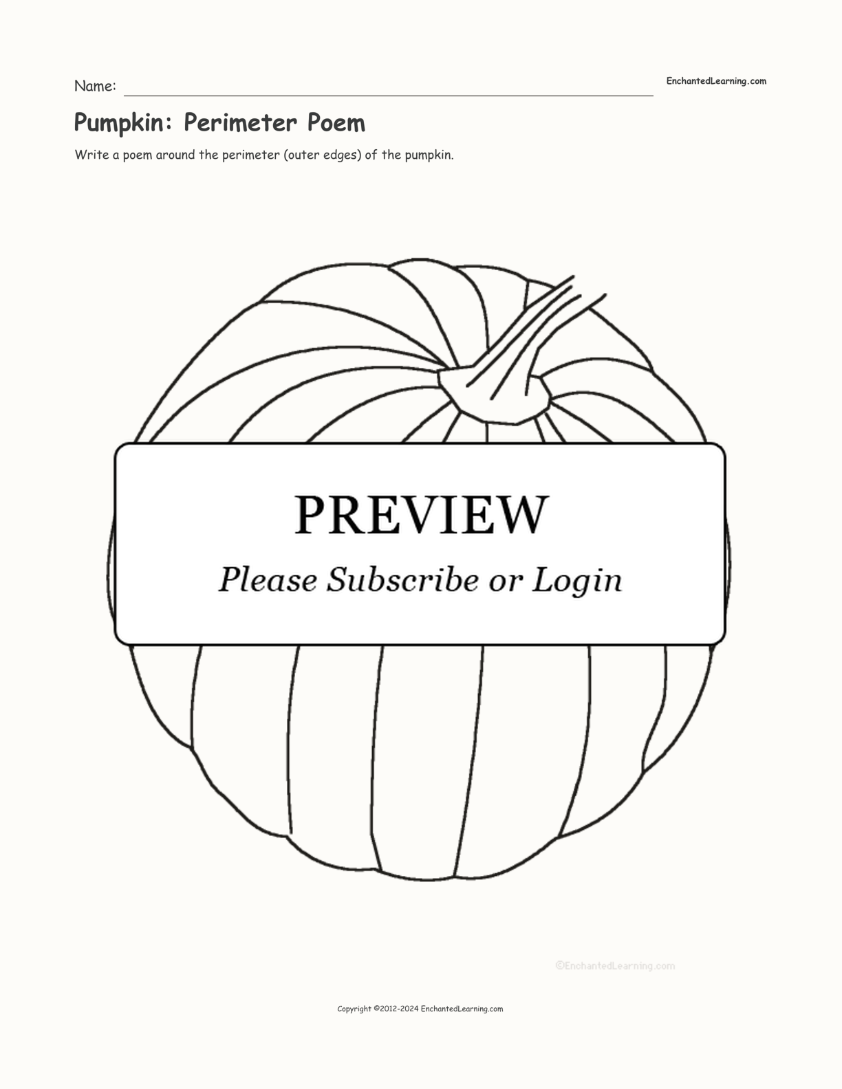 Pumpkin: Perimeter Poem interactive worksheet page 1