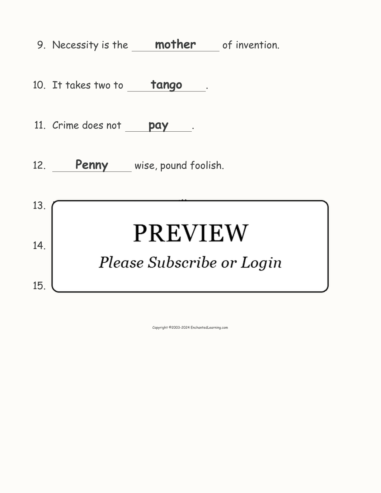 Common Proverbs: Cloze Activity #3 interactive worksheet page 4