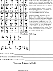 braille 1 grade worksheets Printable  Answer and Worksheets EnchantedLearning.com  Read