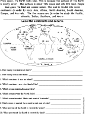 Continents And Oceans Worksheet Quiz Continents - Enchantedlearning.com