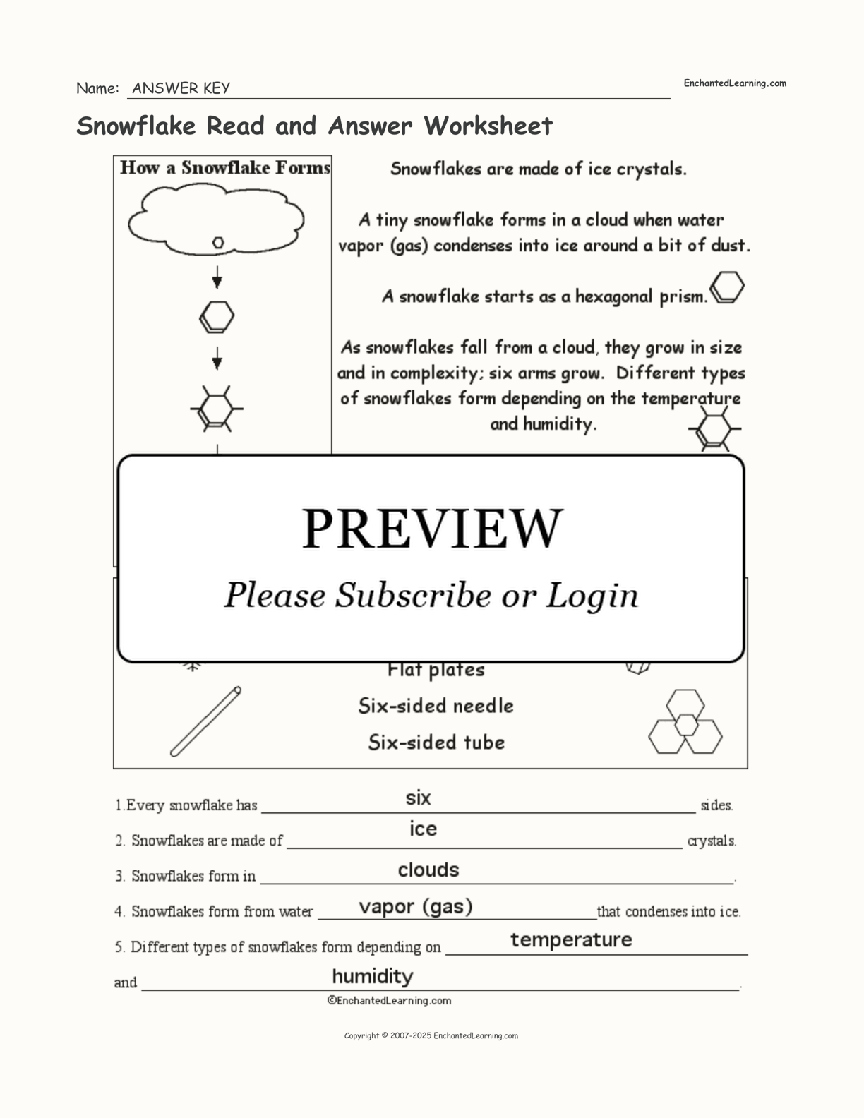 Snowflake Read and Answer Worksheet interactive worksheet page 2