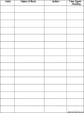 printable reading log form