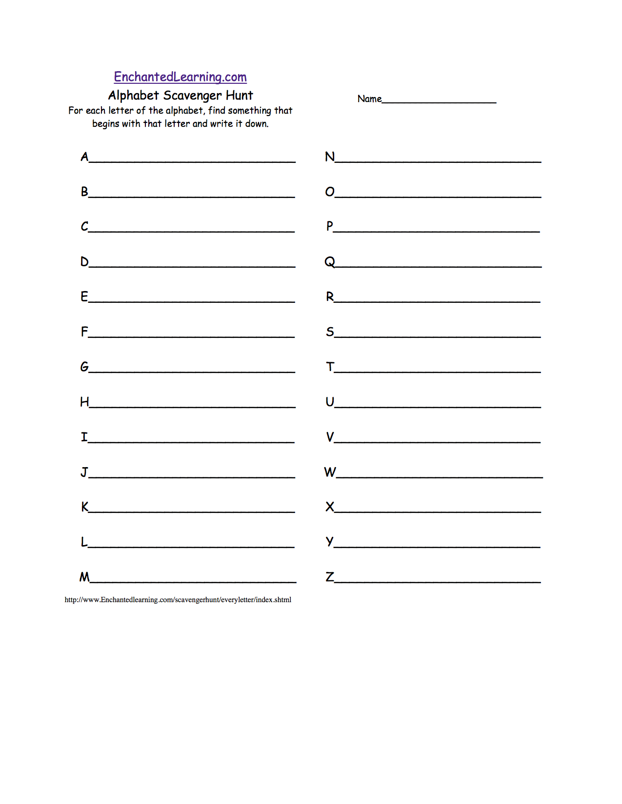 Editable Scavenger Hunt Template