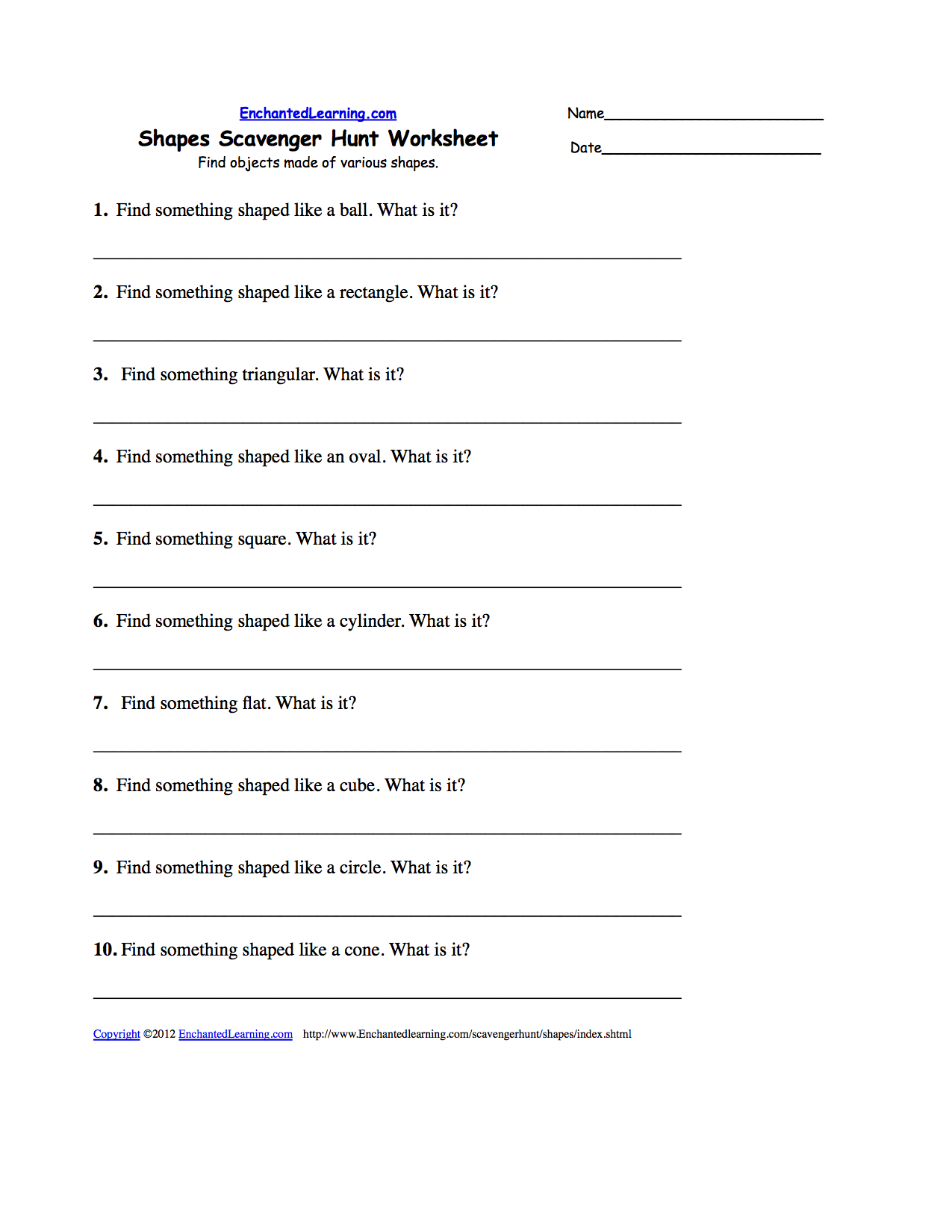 Scavenger Hunts To Print Enchantedlearning Com