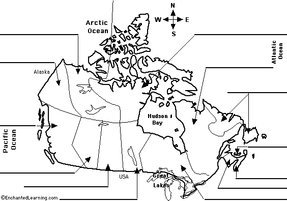 Blank Maps Of Canada For Labelling Label Canadian Provinces Map Printout   EnchantedLearning.com