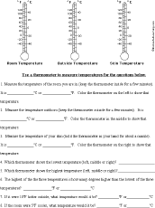 Measure Temperatures Worksheet #1 - EnchantedLearning.com