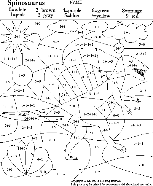 Spinosaurus Math Activity Printout - EnchantedLearning.com