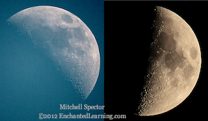 Nearly First Quarter Moon, Day and Night