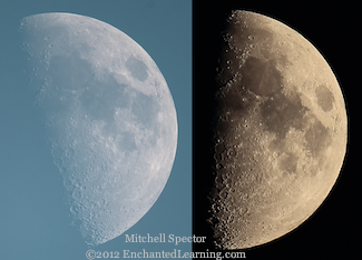 Just Past First Quarter Moon, Day and Night