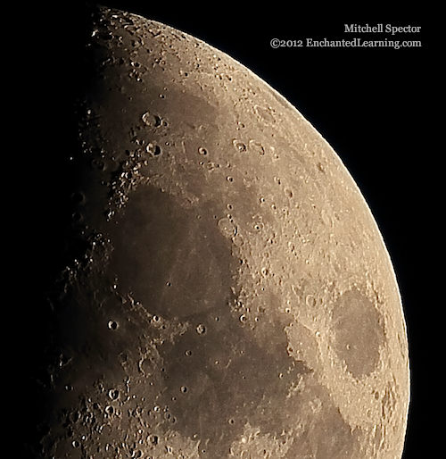 Close-up of Top Half of First-Quarter Moon